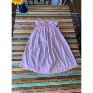 Aunt Polly's Hand Smocked Dress Girls Size 6 Embroidered Pink Gingham Summer